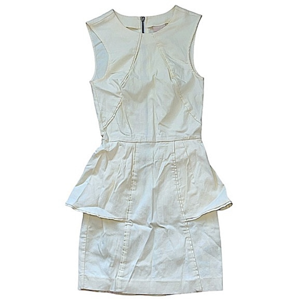 H&M Khaki Back Zippered Peplum Style Dress